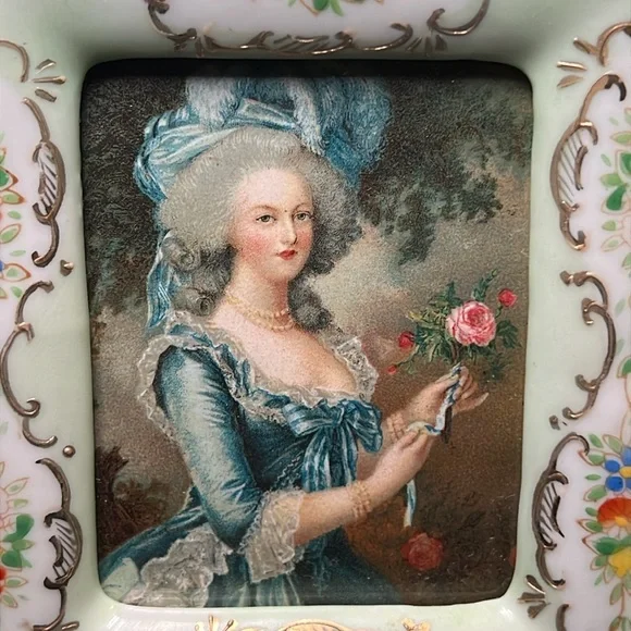 Antique French Gilt Marie Antoinette Portrait Handpainted Porcelain Wall Art - Picture 2 of 13